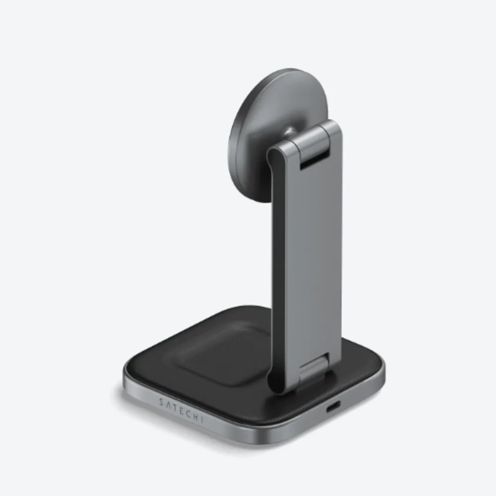 2-in-1 Foldable Qi2 Wireless Charging Stand - Space Gray