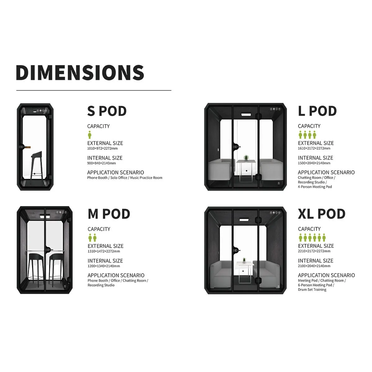 Acoustic Collaborative Pod with bar chair (2 pax)