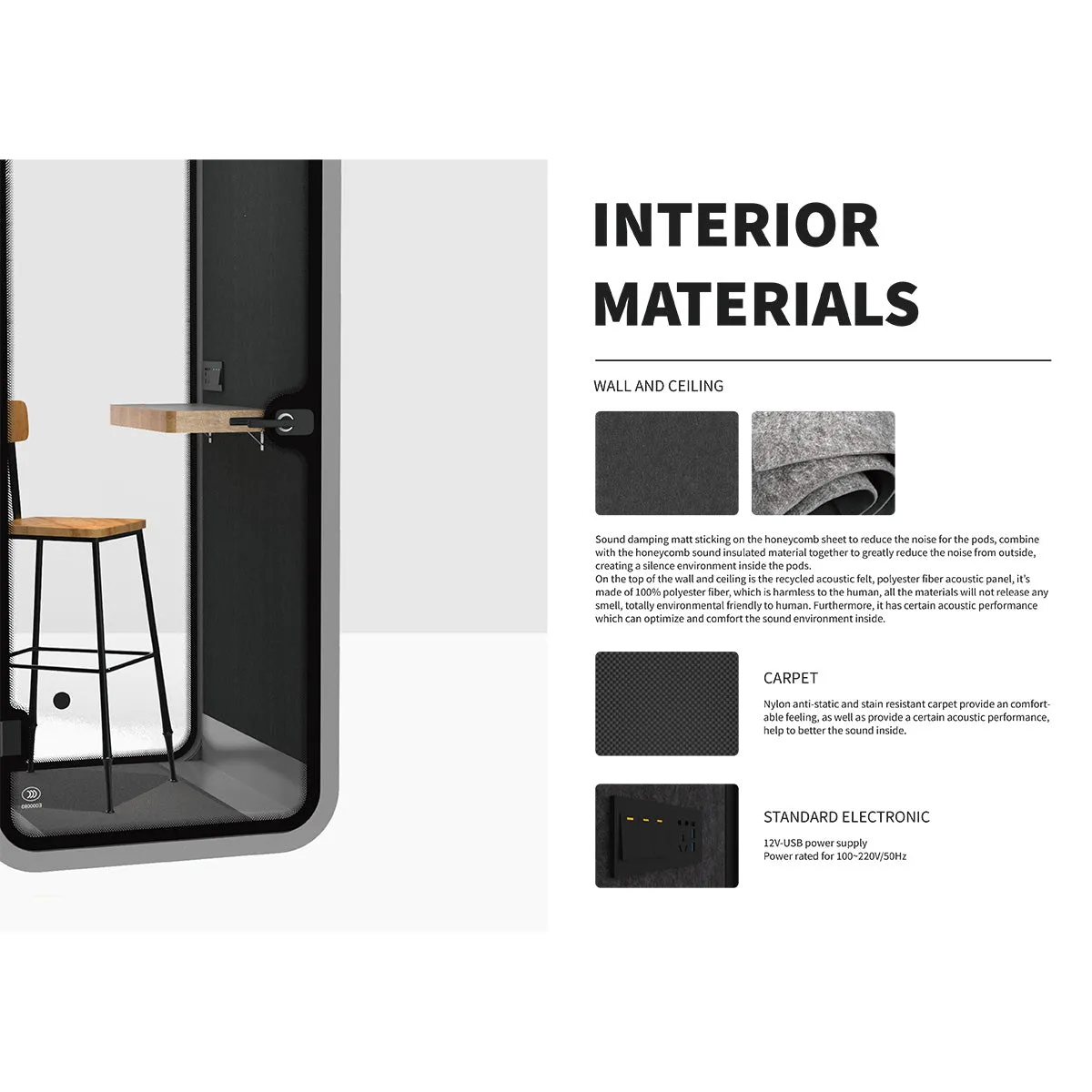 Acoustic Collaborative Pod with bar chair (2 pax)