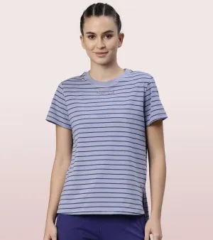 Active Cotton Tee -Stripes | Yarn Dyed Stripe Short Sleeve Anti-Odour Cotton Tee With Graphic