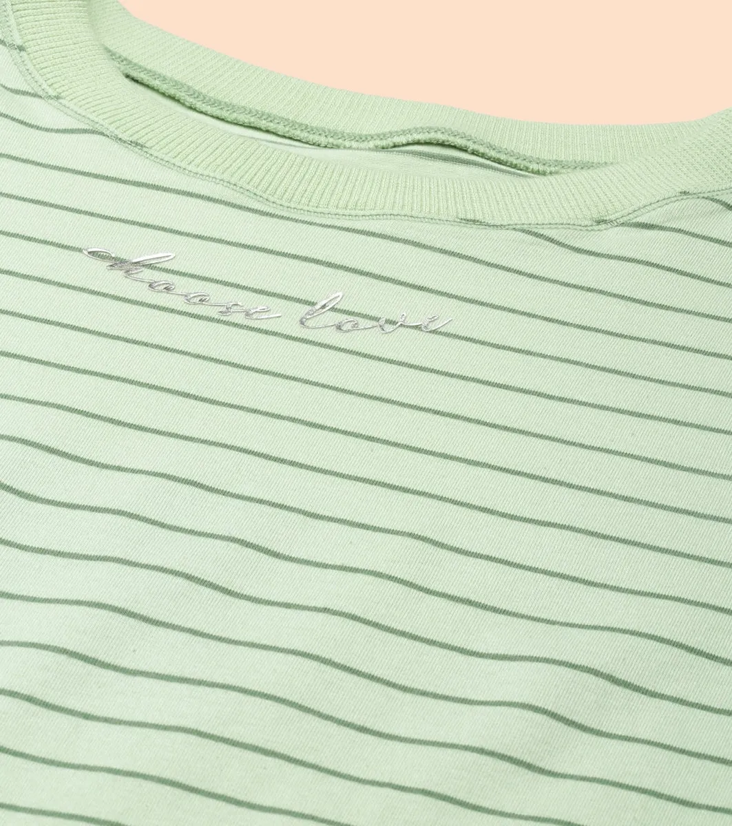 Active Cotton Tee -Stripes | Yarn Dyed Stripe Short Sleeve Anti-Odour Cotton Tee With Graphic