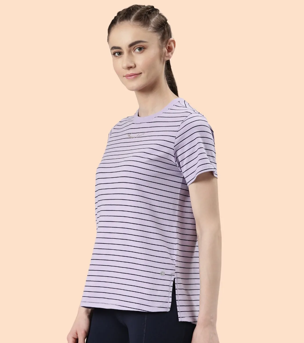 Active Cotton Tee -Stripes | Yarn Dyed Stripe Short Sleeve Anti-Odour Cotton Tee With Graphic