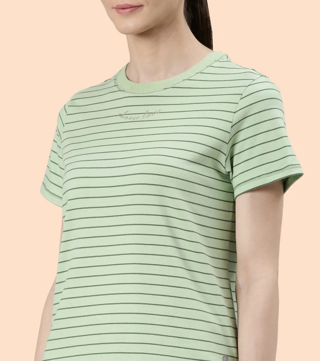 Active Cotton Tee -Stripes | Yarn Dyed Stripe Short Sleeve Anti-Odour Cotton Tee With Graphic