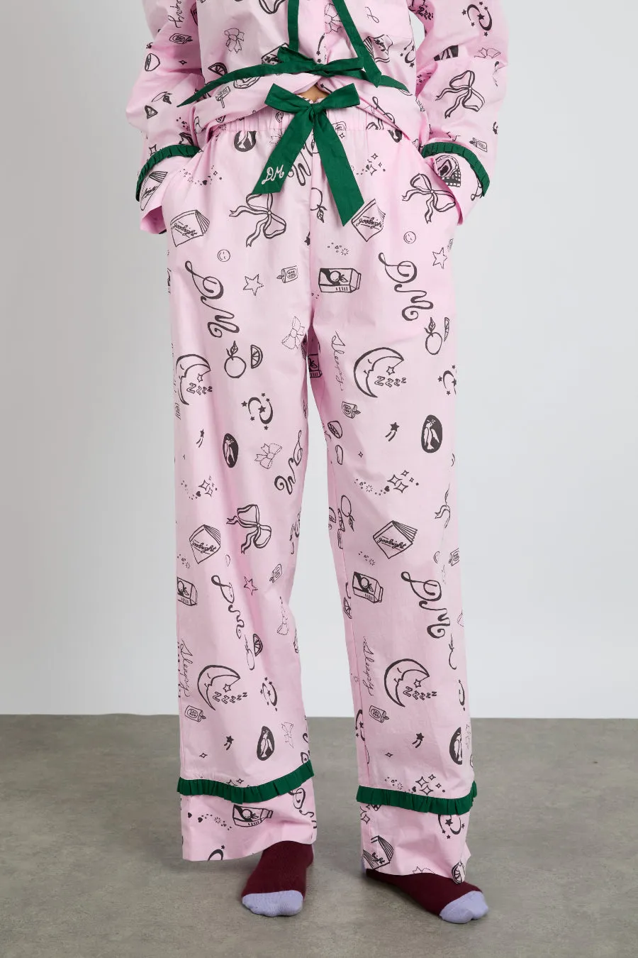 antonella pj  set - pink sleep symbols