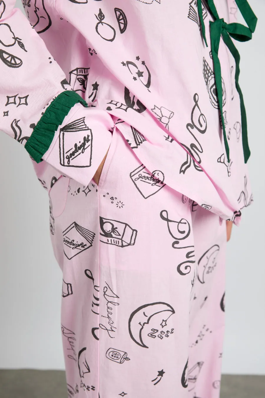 antonella pj  set - pink sleep symbols