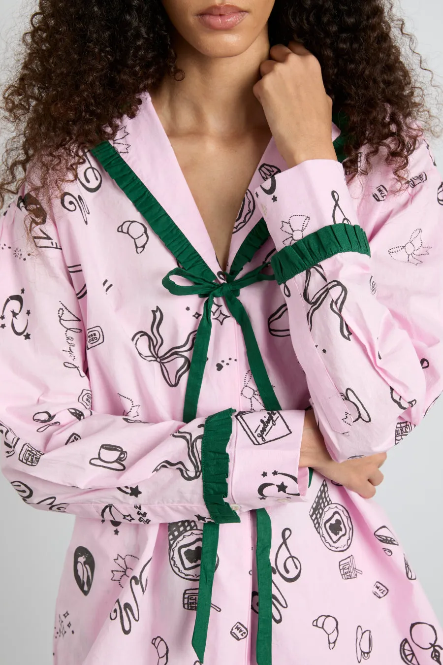 antonella pj  set - pink sleep symbols