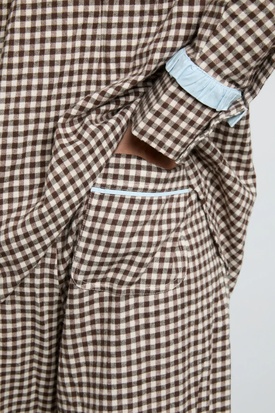 antonia pj set- brown gingham