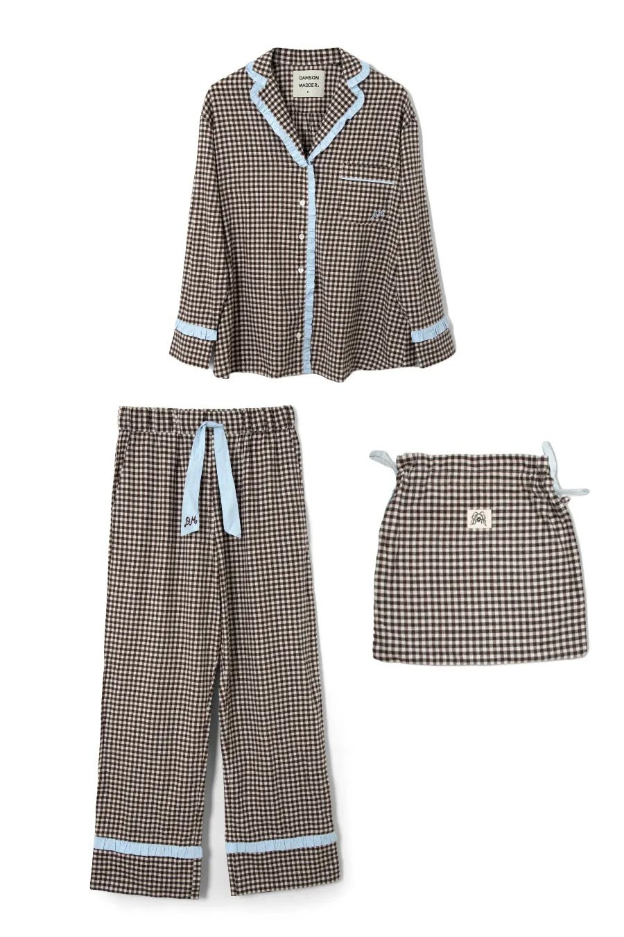 antonia pj set- brown gingham