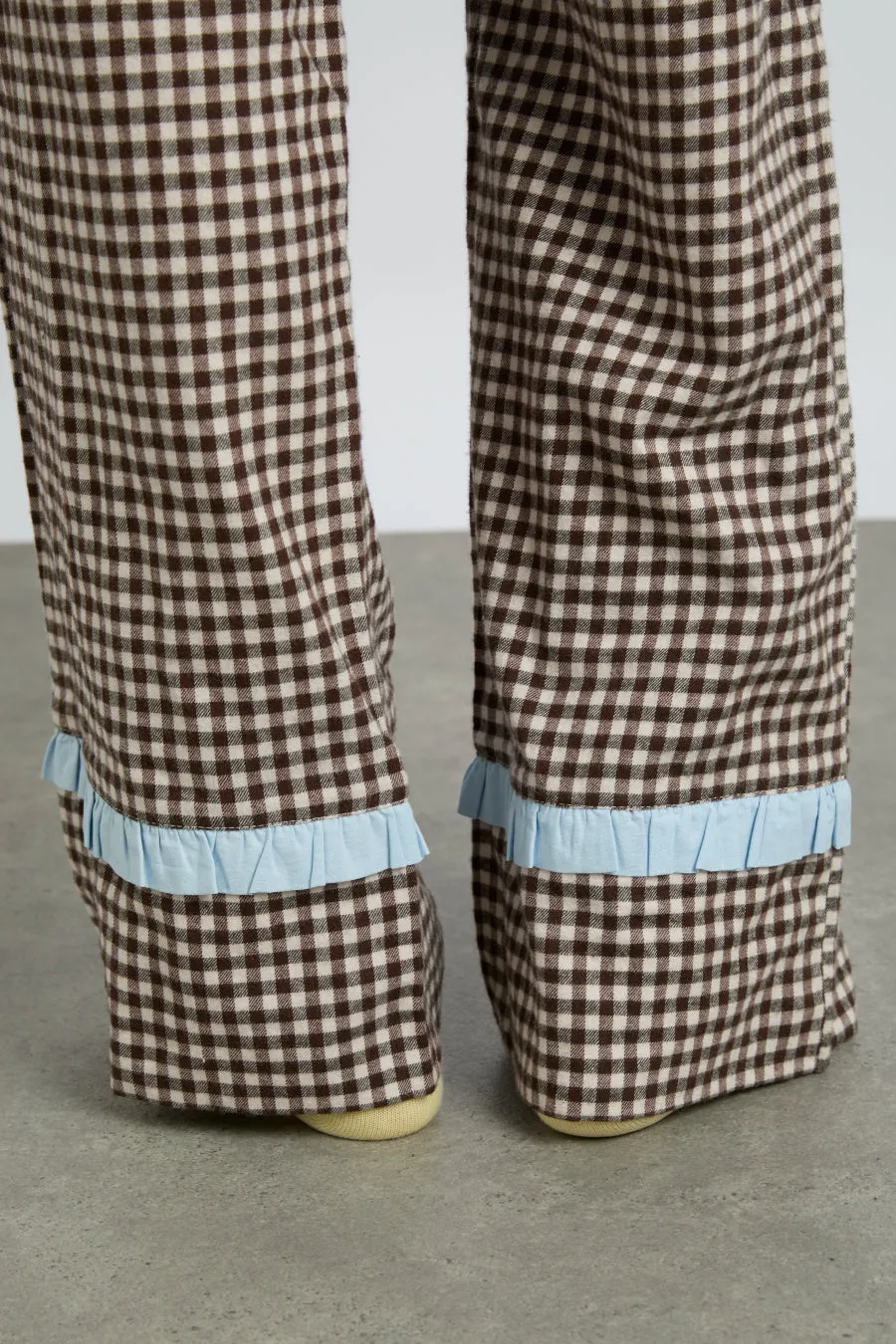 antonia pj set- brown gingham