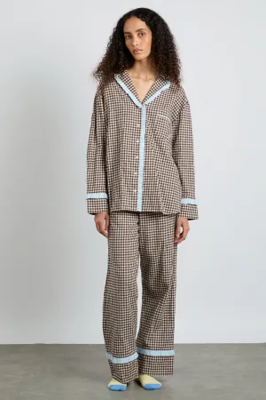 antonia pj set- brown gingham