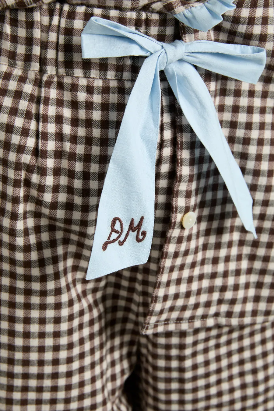 antonia pj set- brown gingham