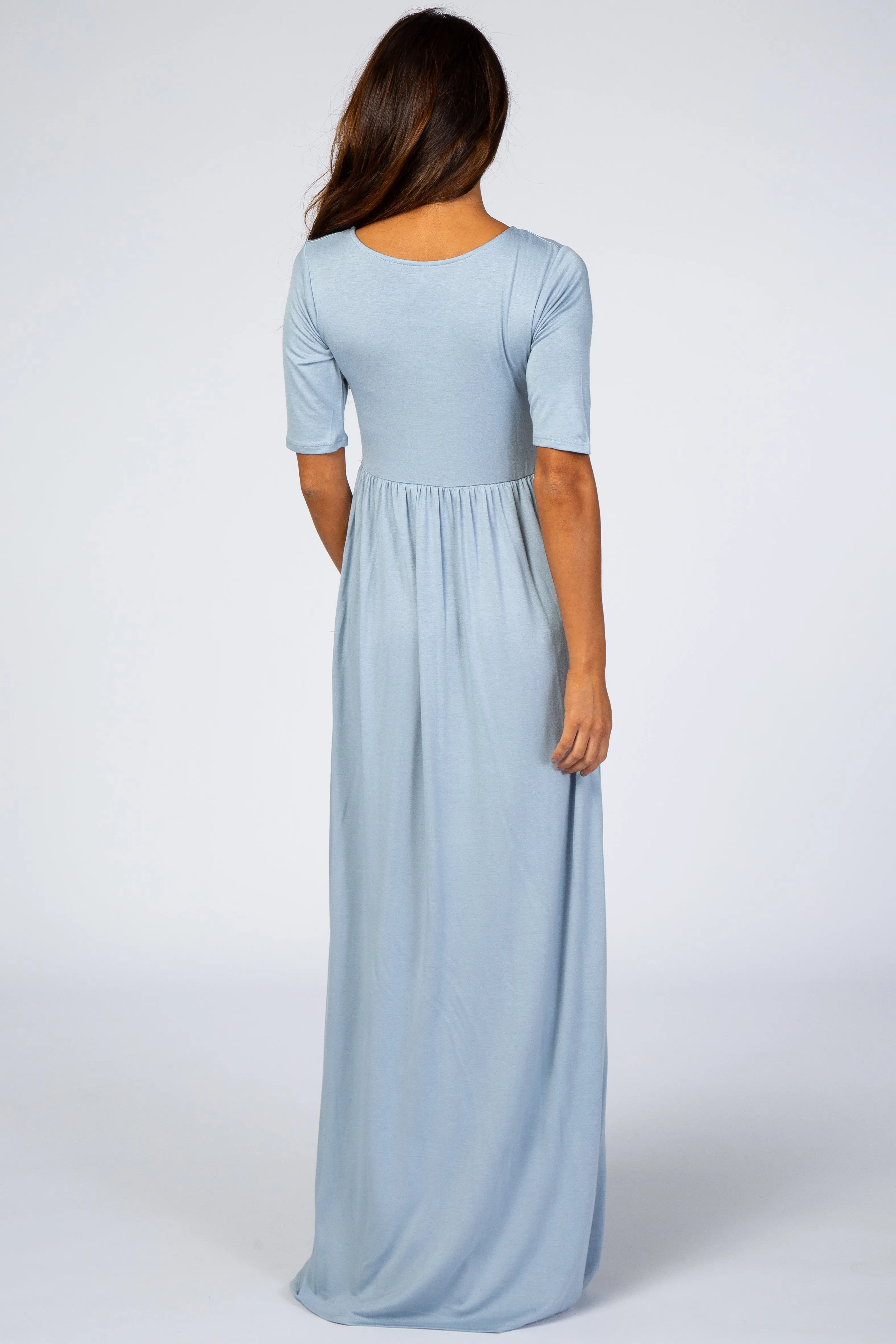 Baby Blue Short Sleeve Maxi Dress