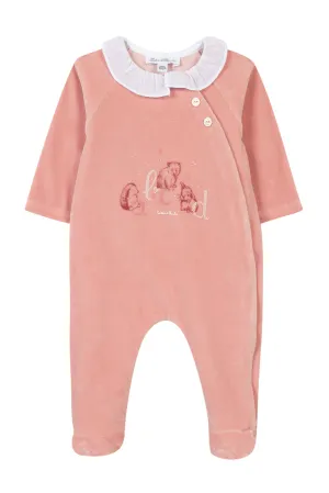 Babygrow - Peach velour with alphabet