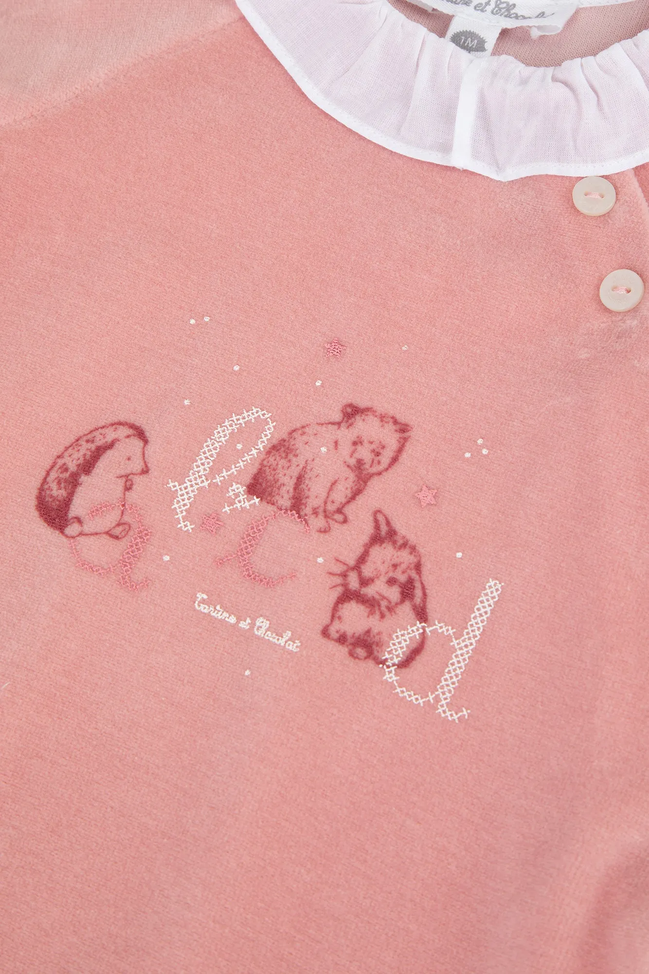 Babygrow - Peach velour with alphabet