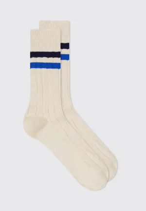 Bjarki Slub Stripe Socks - twilight blue