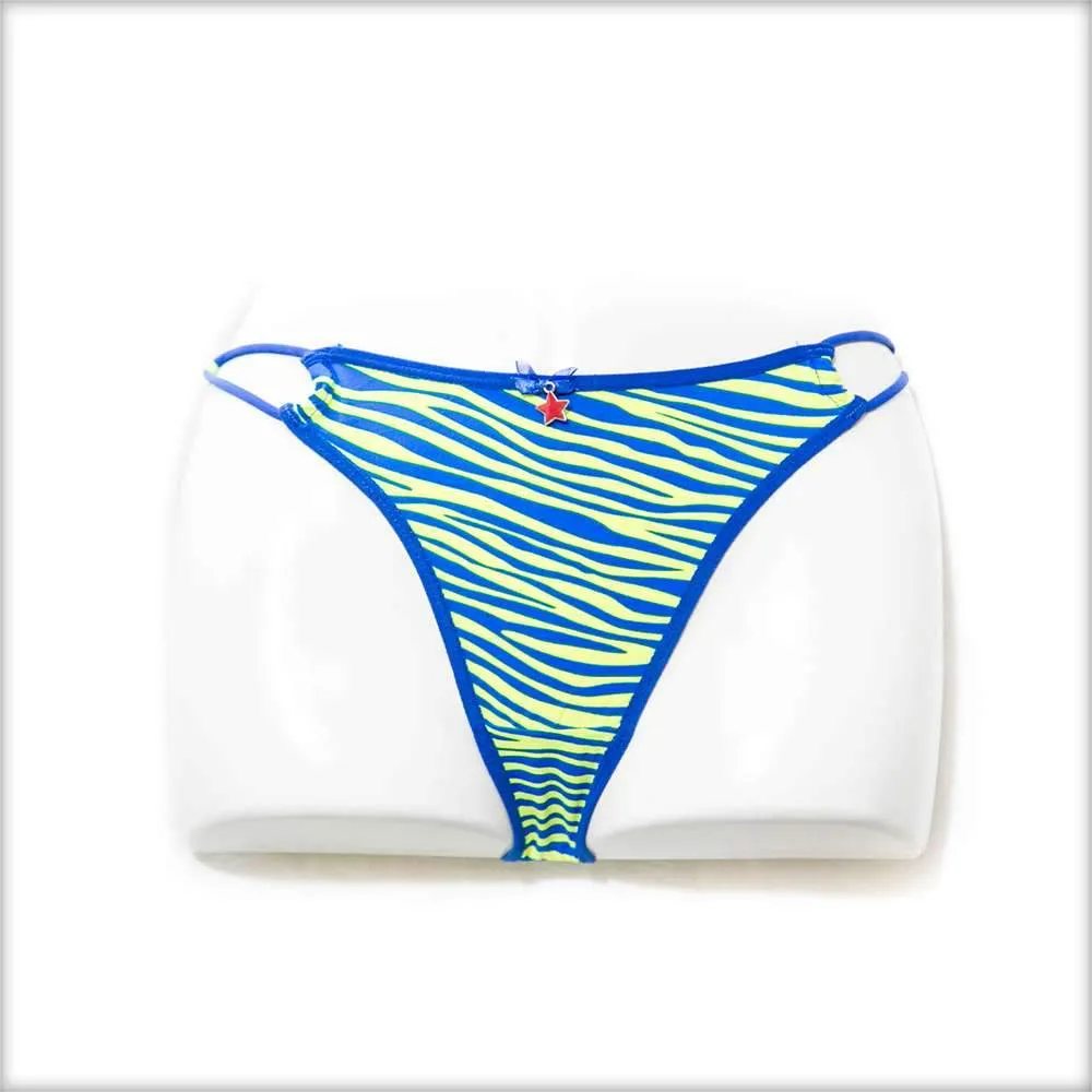 Blue Tiger Print Bikini Panty