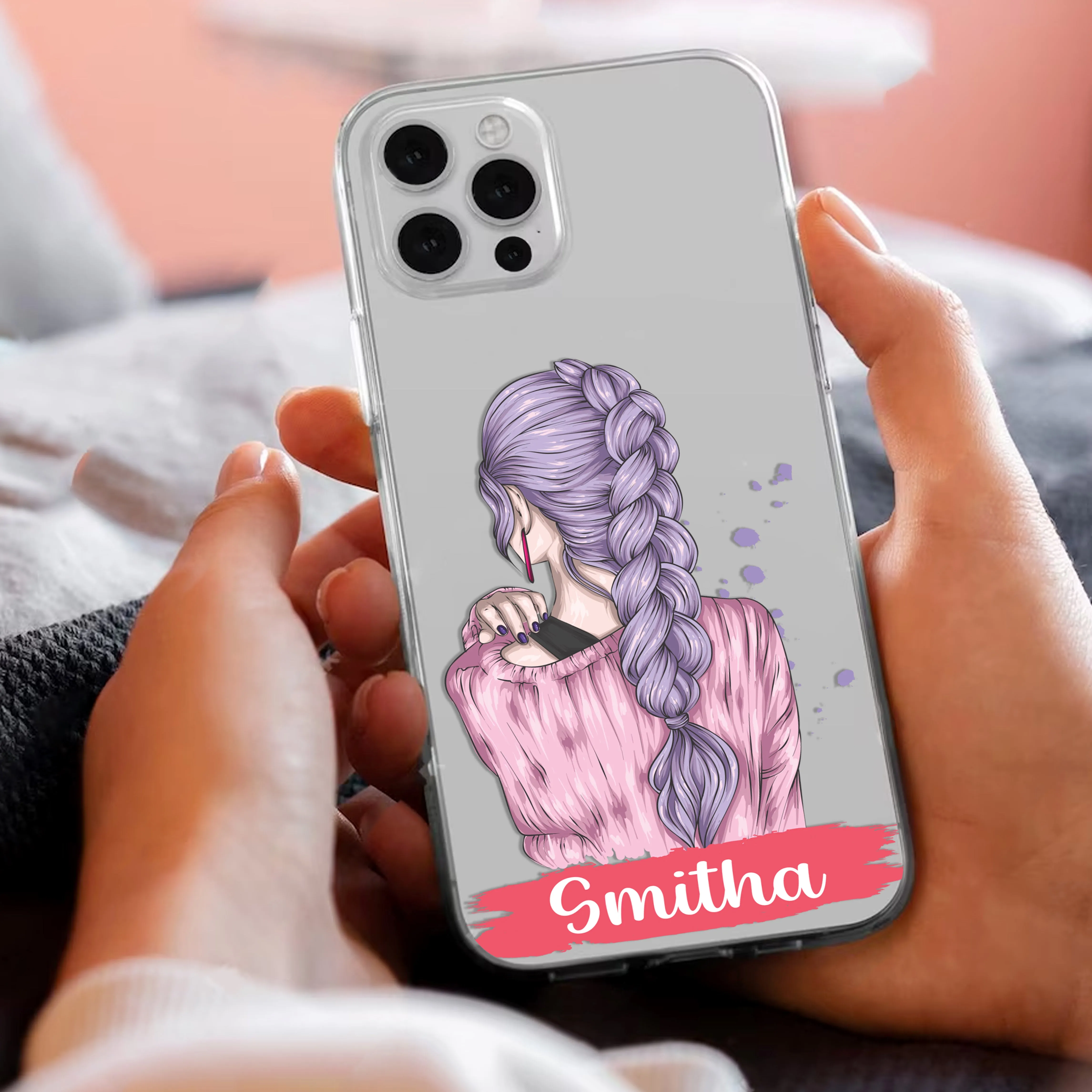 Braid Girl  Customize Transparent Silicon Case For Samsung