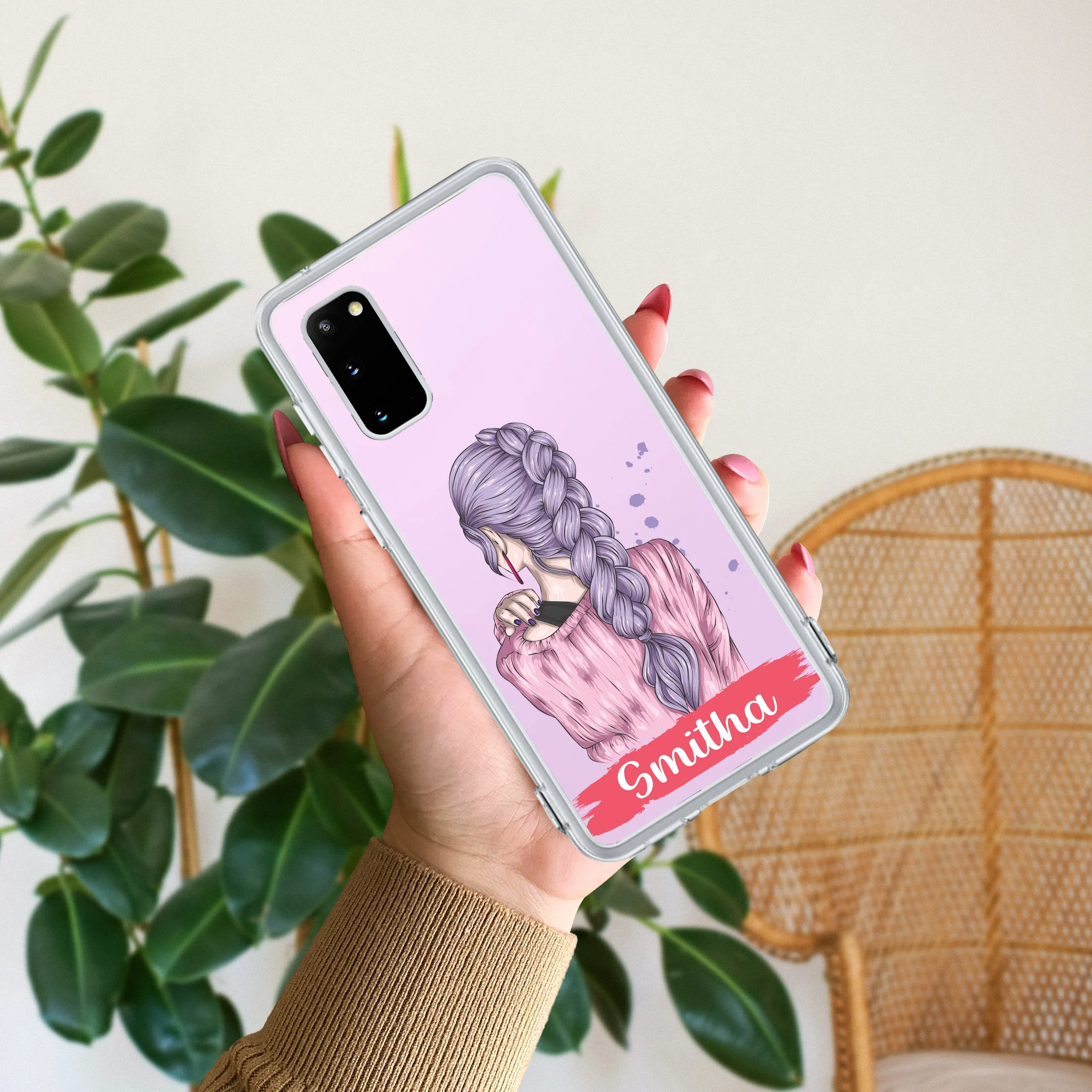 Braid Girl  Customize Transparent Silicon Case For Samsung