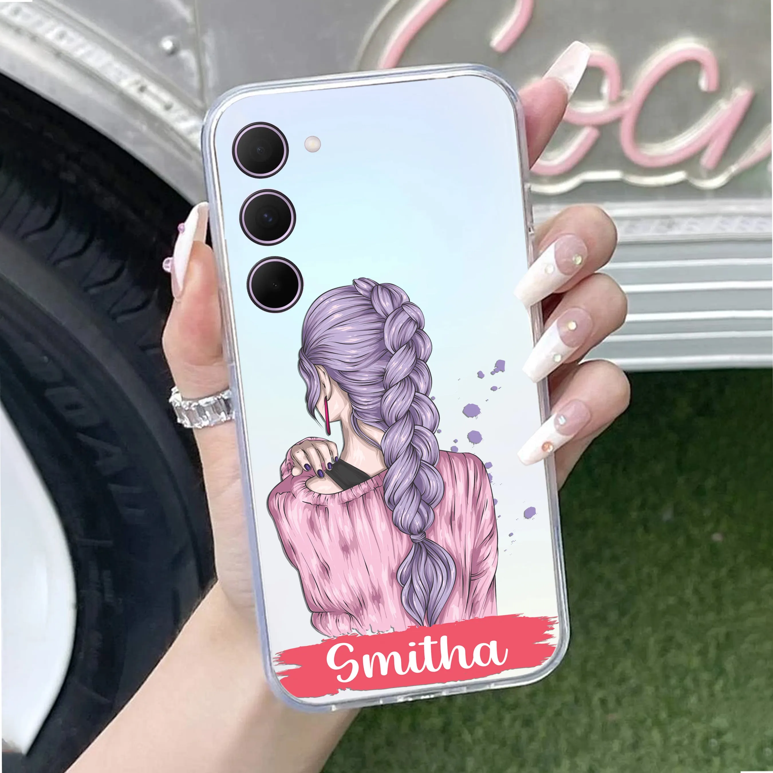 Braid Girl  Customize Transparent Silicon Case For Samsung