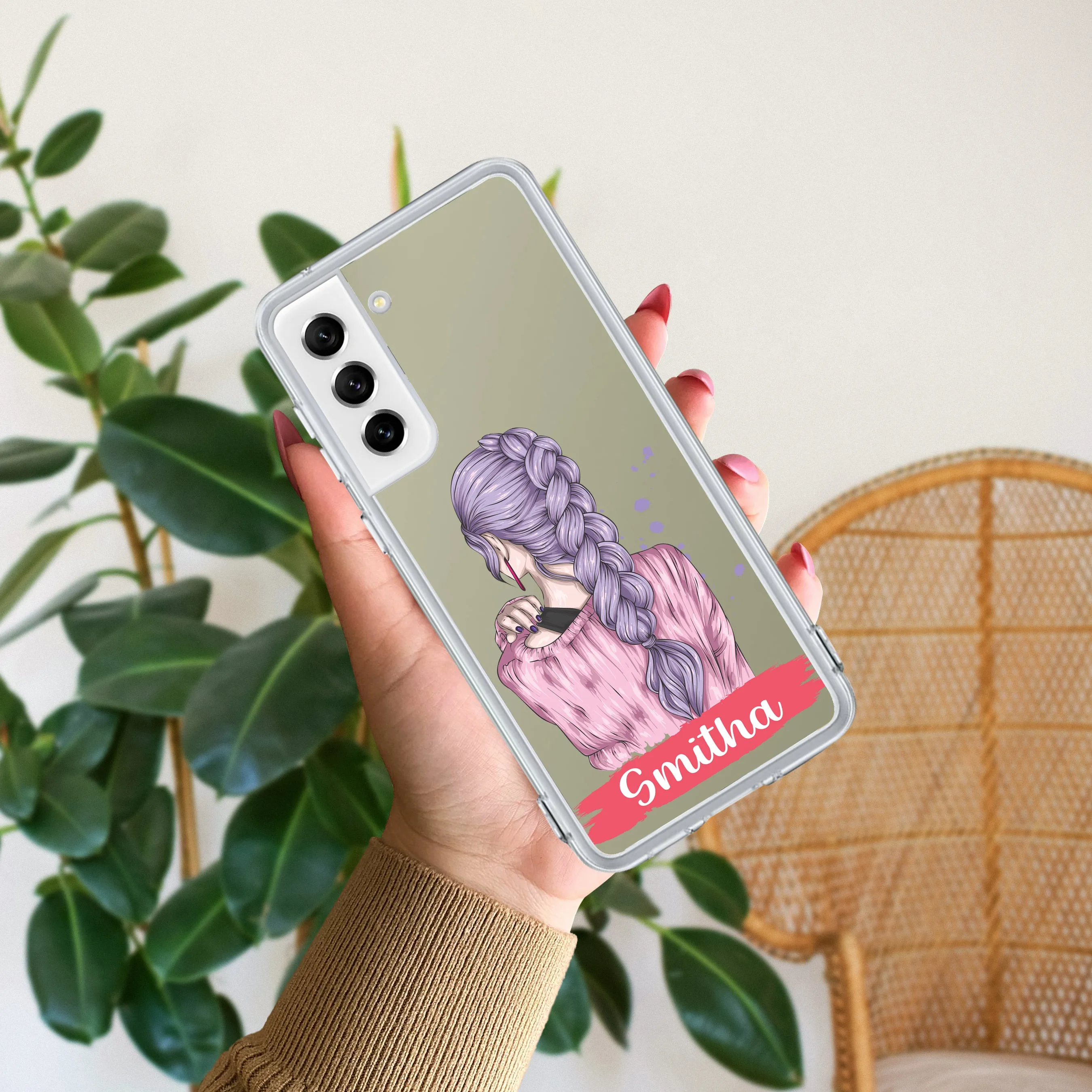 Braid Girl  Customize Transparent Silicon Case For Samsung