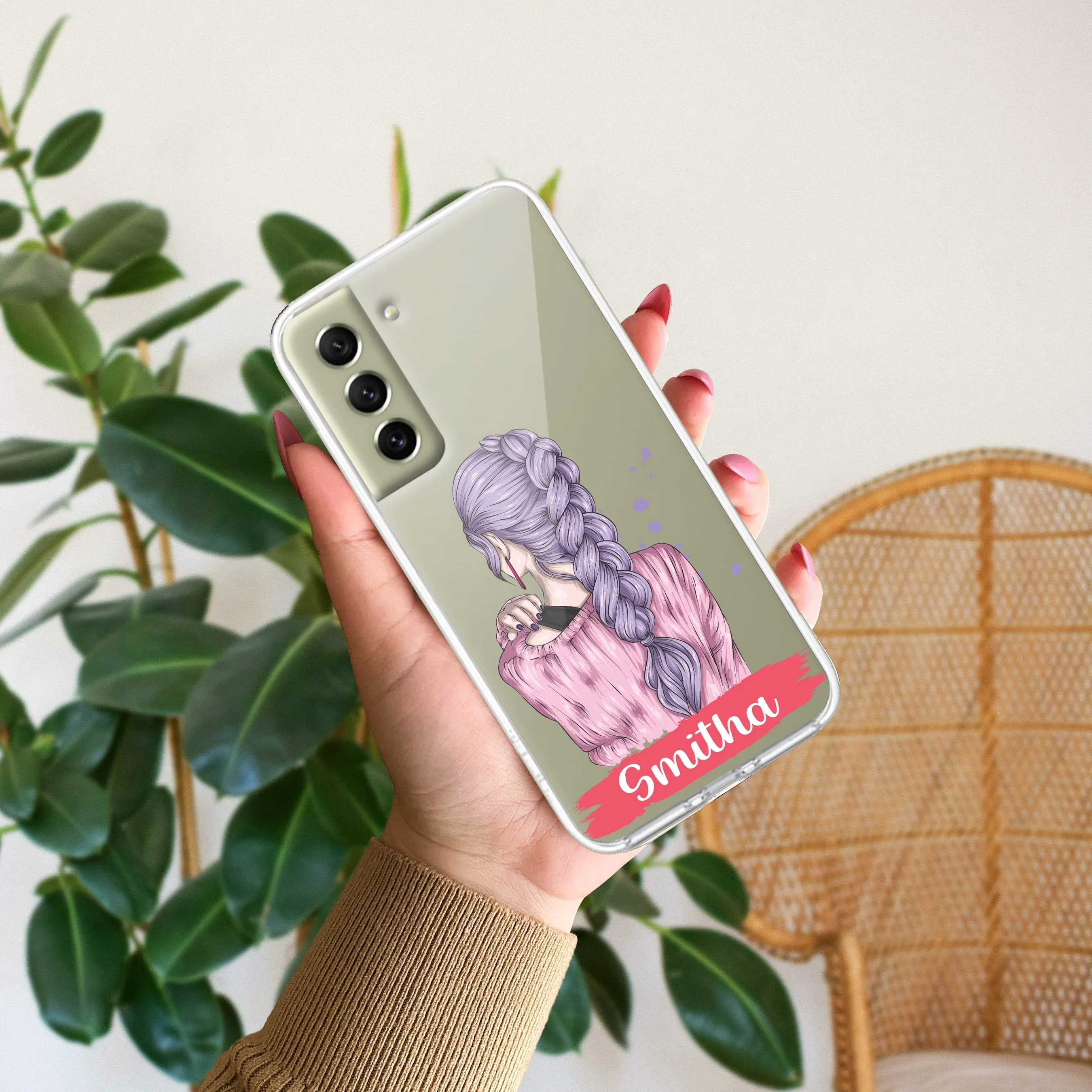 Braid Girl  Customize Transparent Silicon Case For Samsung