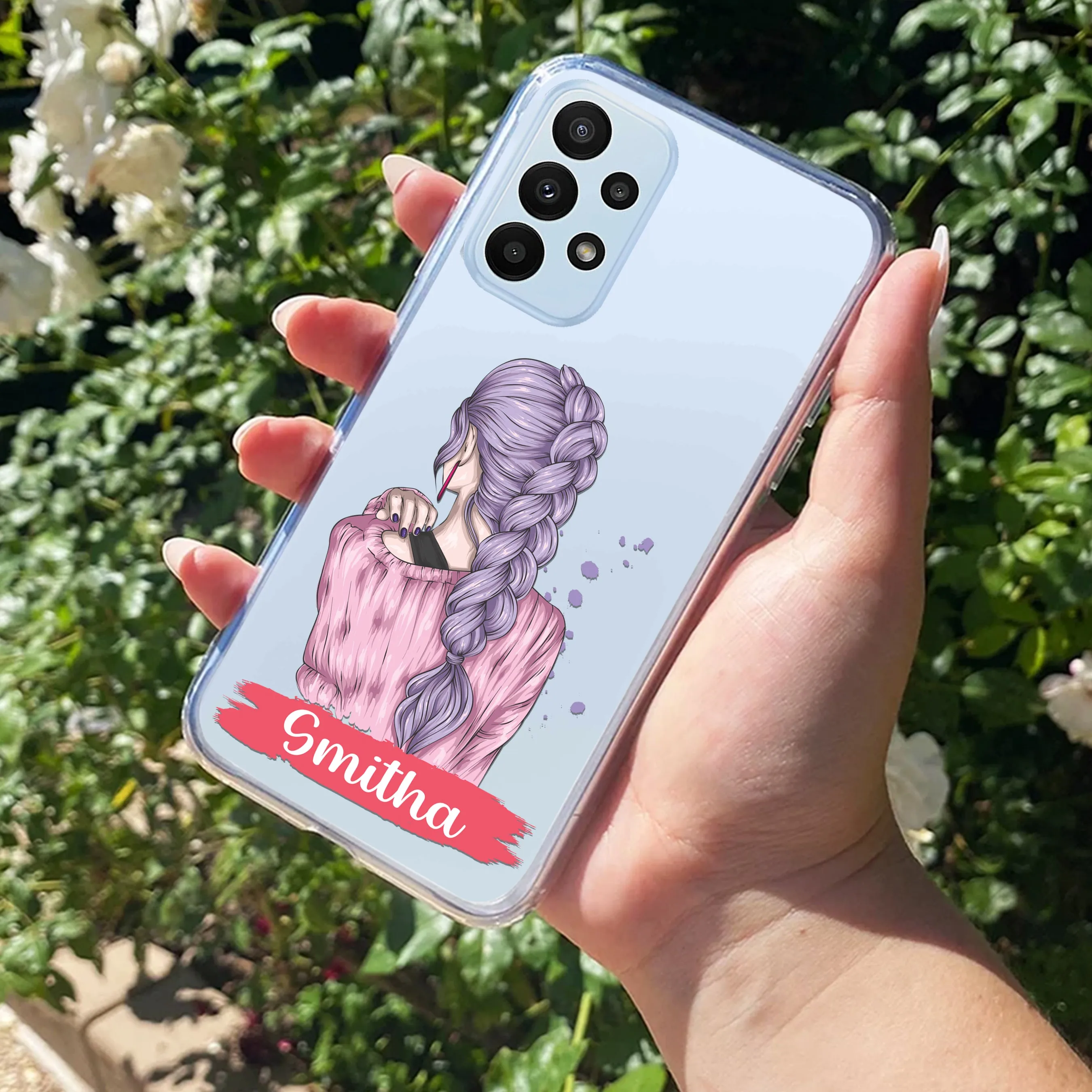 Braid Girl  Customize Transparent Silicon Case For Samsung