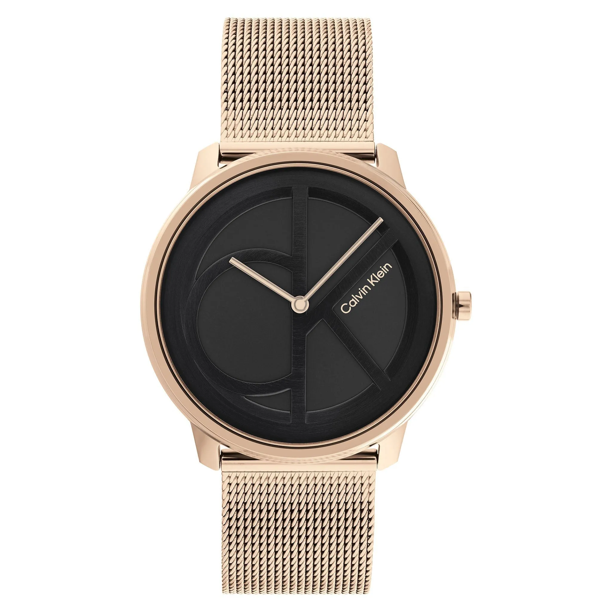 Calvin Klein Carnation Gold Mesh Black Dial Unisex Watch - 25200029