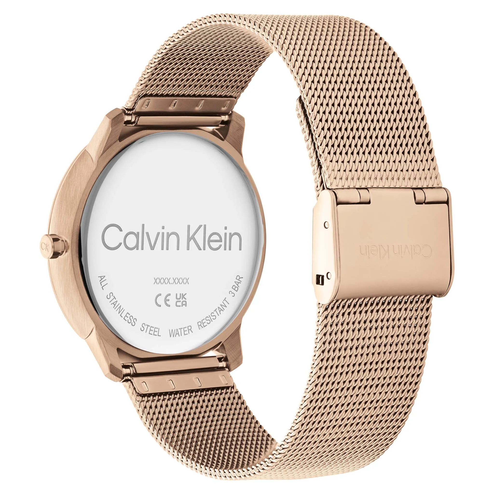 Calvin Klein Carnation Gold Mesh Black Dial Unisex Watch - 25200029