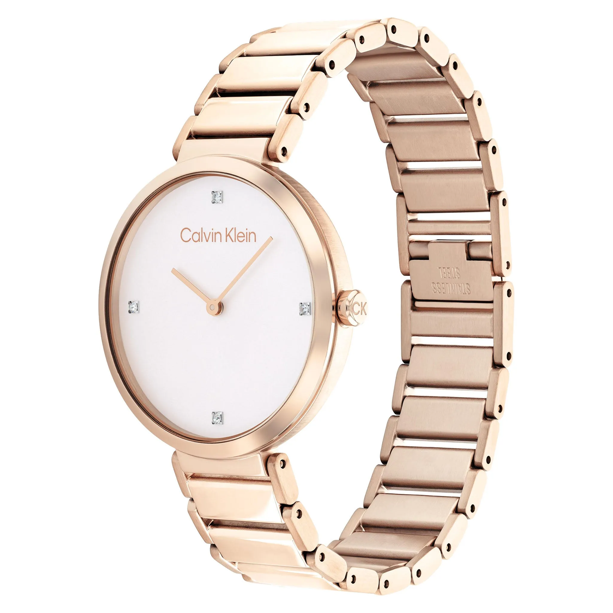 Calvin Klein Carnation Gold Steel Light Grey Dial Women's Watch - 25200135