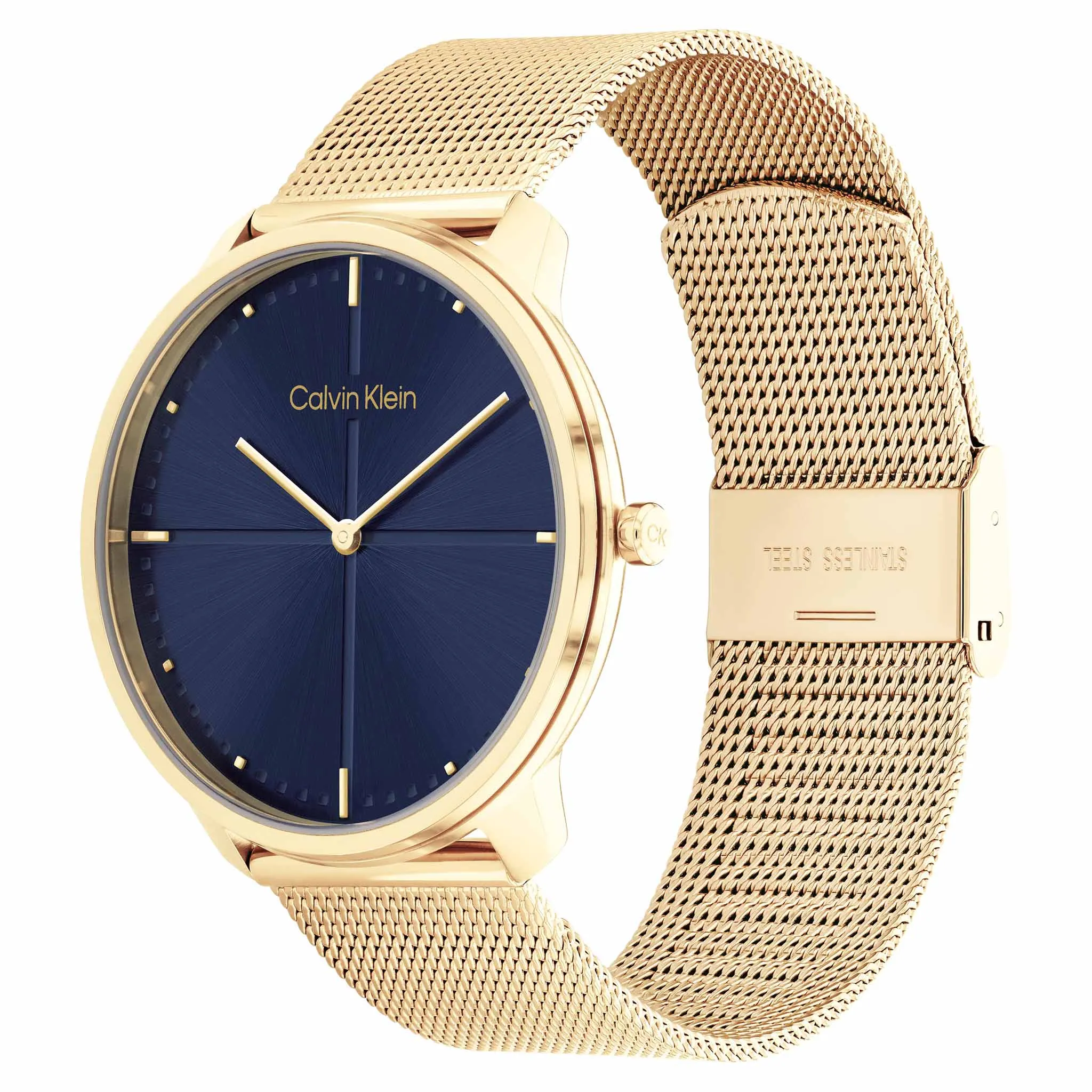 Calvin Klein Gold Mesh Blue Dial Unisex Watch - 25200153