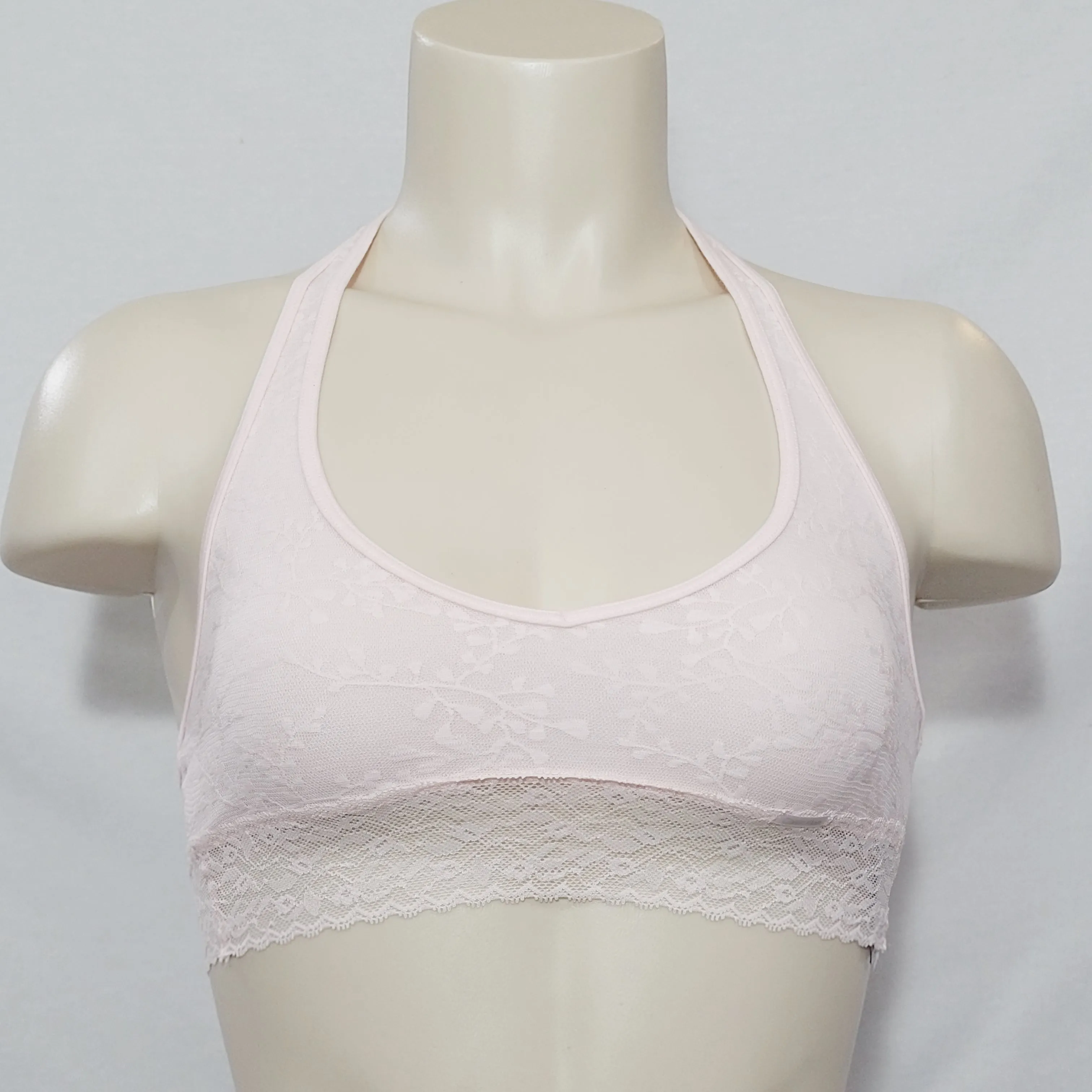 Calvin Klein QF4044 Bare Lace Halter Bralette XS Pink NWT