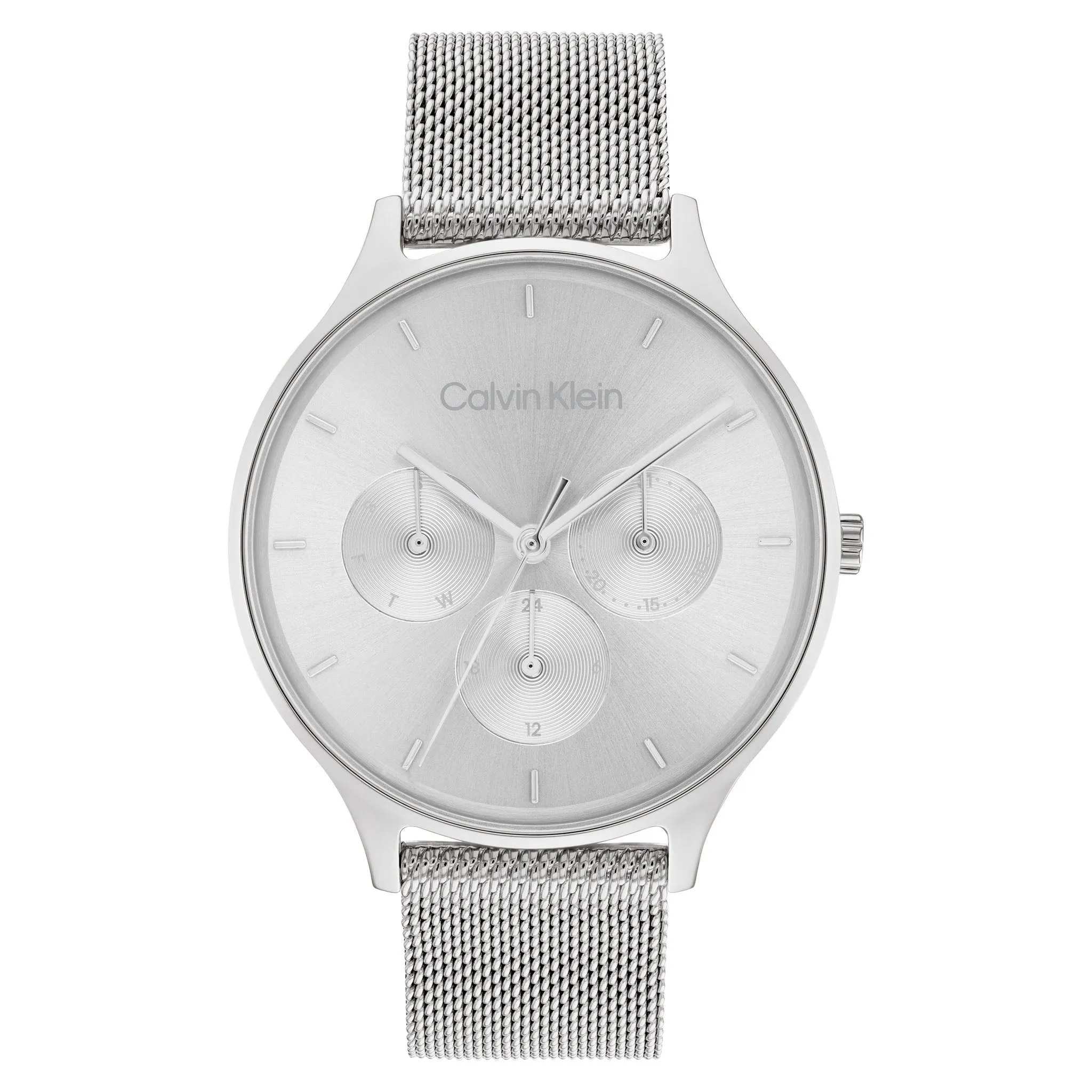 Calvin Klein Silver Mesh Grey Dial Women's Multi-function Watch - 25200104