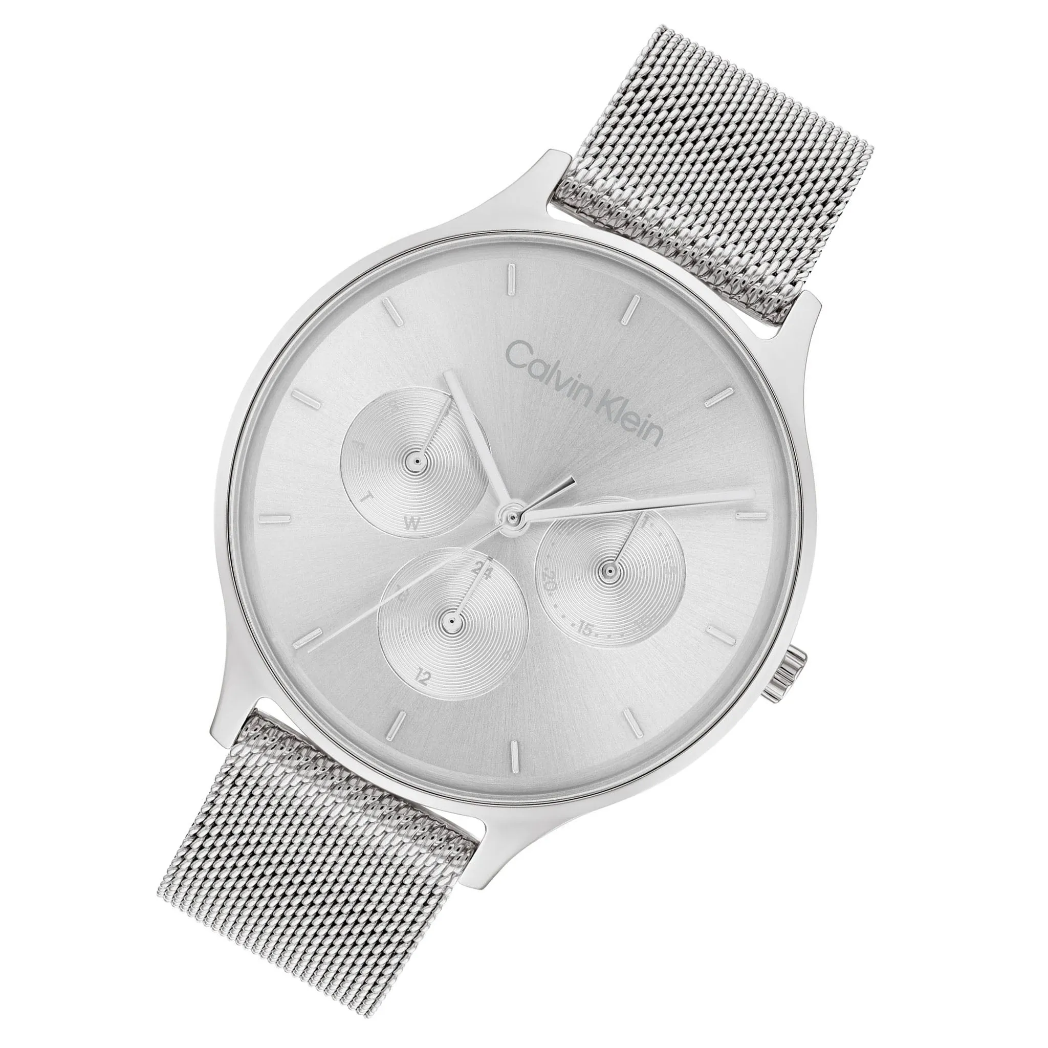 Calvin Klein Silver Mesh Grey Dial Women's Multi-function Watch - 25200104