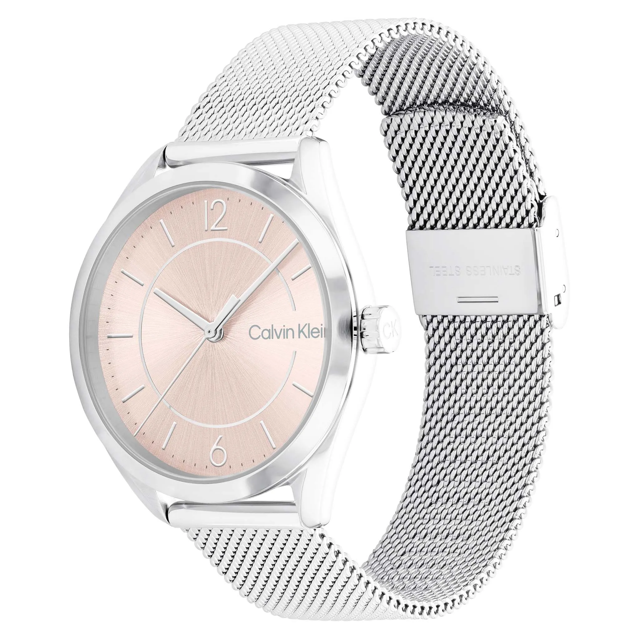 Calvin Klein Steel Mesh Pink Dial Women's Watch - 25200193