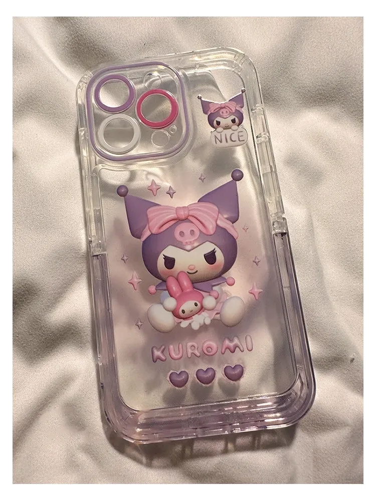 Cinnamoroll & Kuromi Transparent Gradient Phone Case