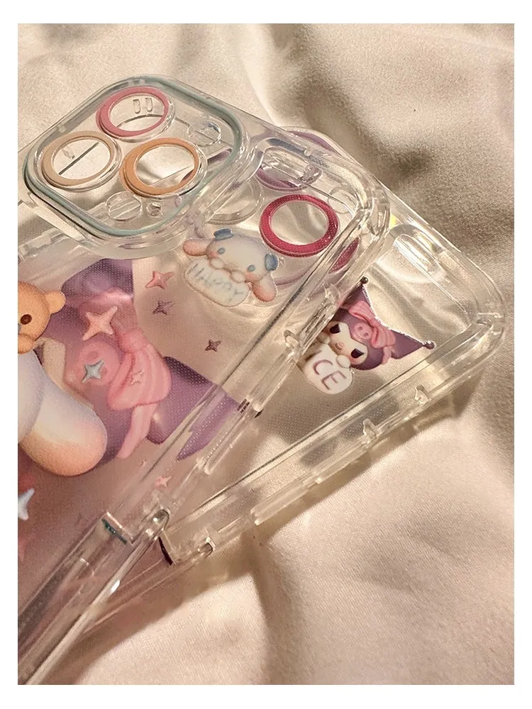 Cinnamoroll & Kuromi Transparent Gradient Phone Case