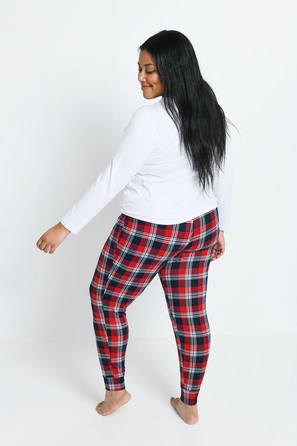 Curve Soft Touch Pyjama Set - Navy & Red Check