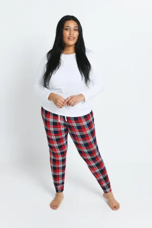 Curve Soft Touch Pyjama Set - Navy & Red Check