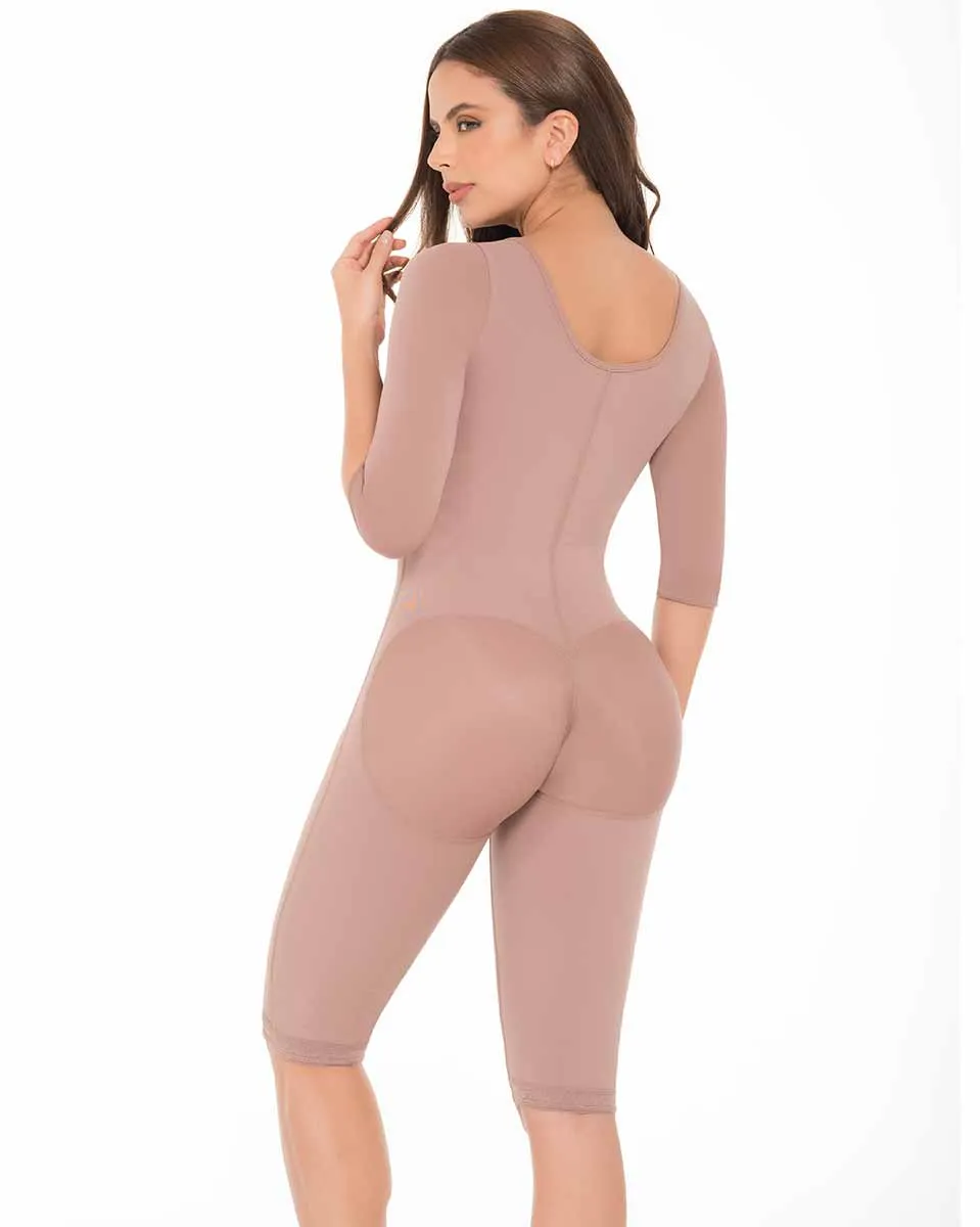 Delie Fajas High Compression Girdle To The Knee With Bra And Sleeves- Hooks