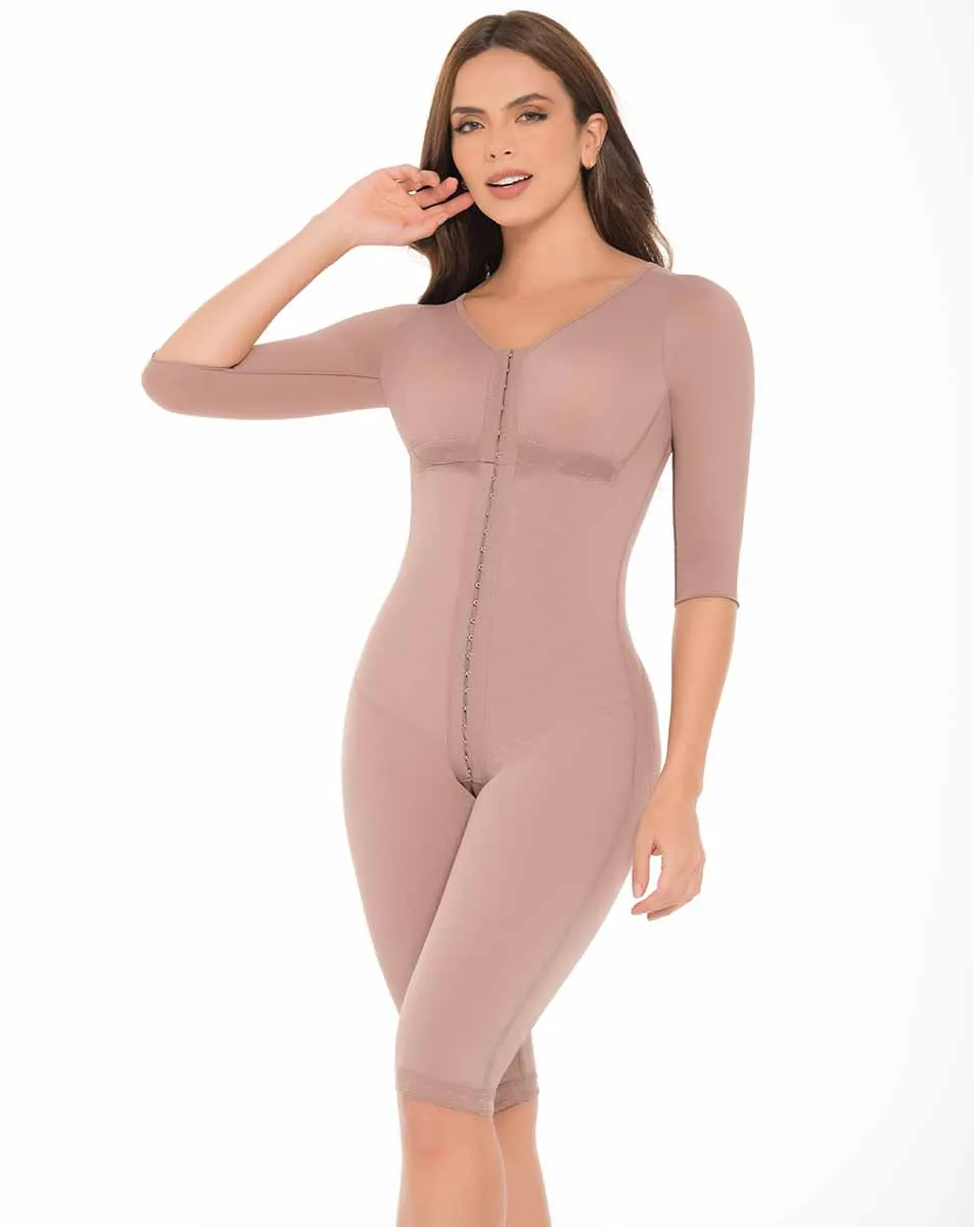 Delie Fajas High Compression Girdle To The Knee With Bra And Sleeves- Hooks