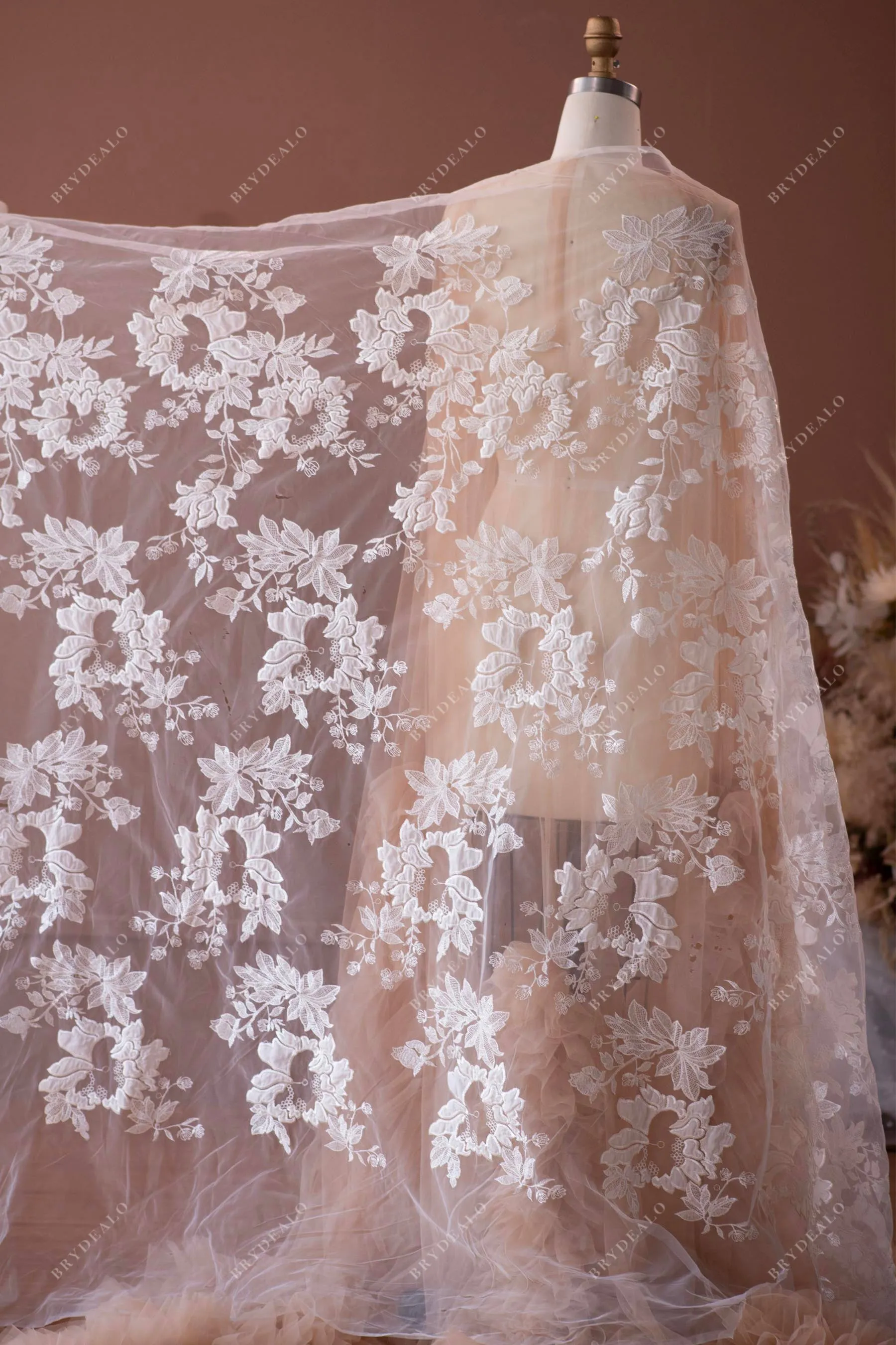 Designer Embroidery Chiffon Bridal Lace Fabric