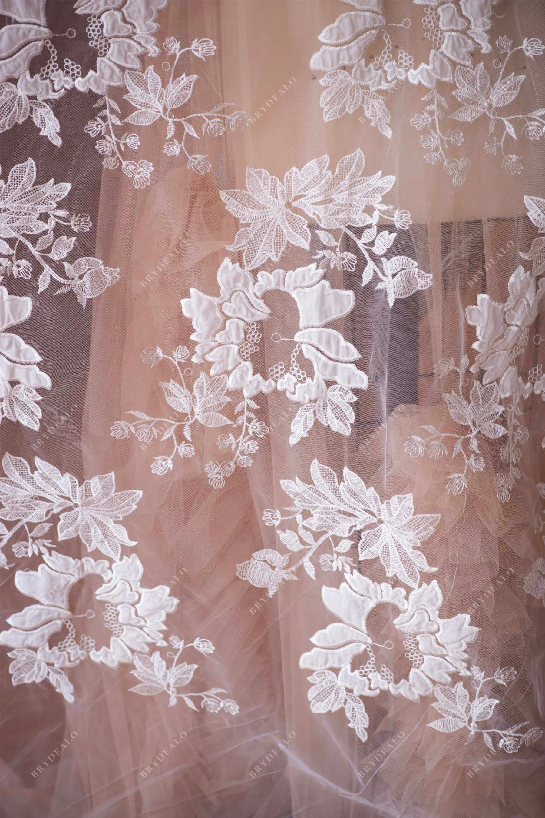 Designer Embroidery Chiffon Bridal Lace Fabric