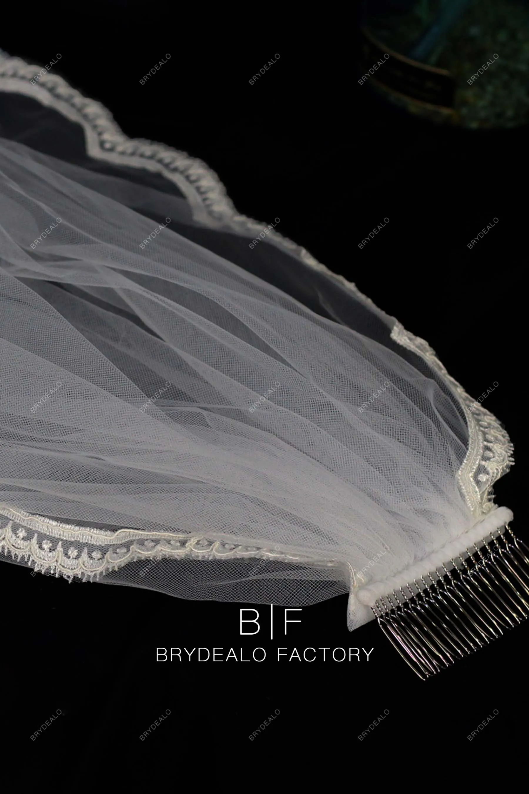 Elegant Pearls Lace Single Layer Cathedral Length Wholesale Bridal Veil