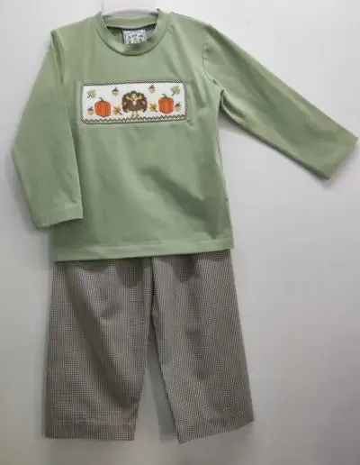 Give Thanks Smocked Boys Pants Set