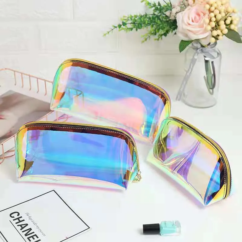 Laser Holographic Transparent Cosmetic Bag Or Pouch