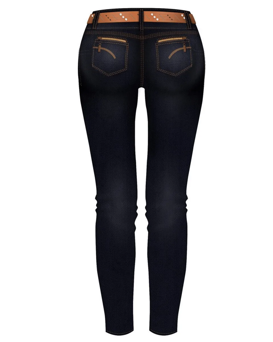 Laty Rose Butt Lifter Blue Denim Jeans - Navy