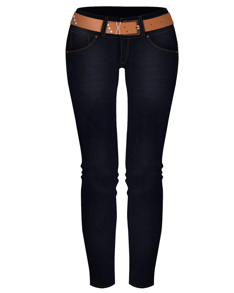 Laty Rose Butt Lifter Blue Denim Jeans - Navy