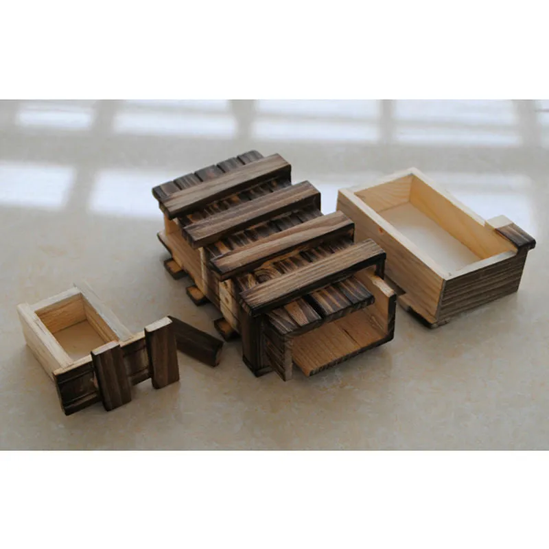 Magic Wooden Puzzle Box With Secret Drawers - Brain Teaser