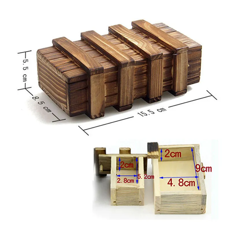 Magic Wooden Puzzle Box With Secret Drawers - Brain Teaser