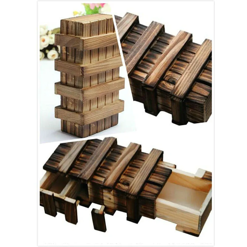 Magic Wooden Puzzle Box With Secret Drawers - Brain Teaser